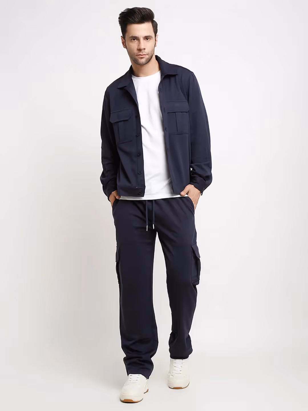 Navy Blue Slim Fit Cargo Pants image 6