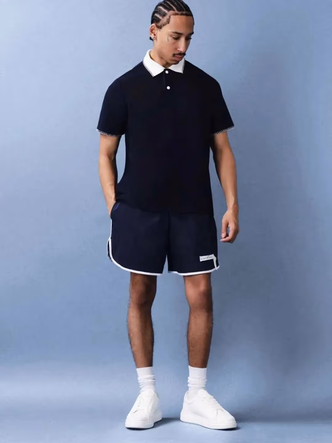 Patch Label Contrast Piping Shorts image 4