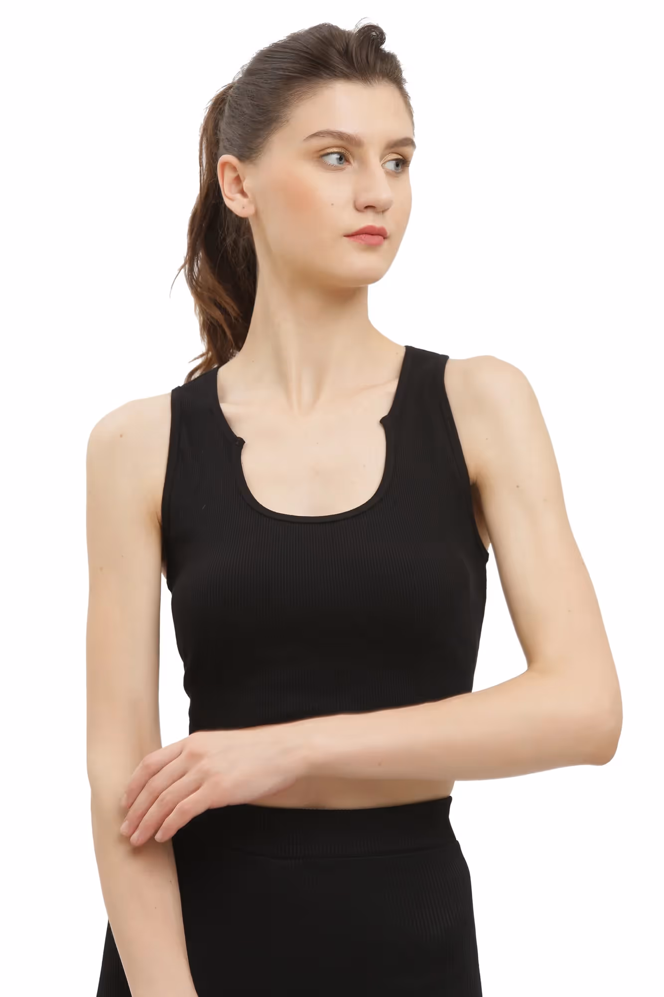 Rib Sleeveless Crop Top image 1