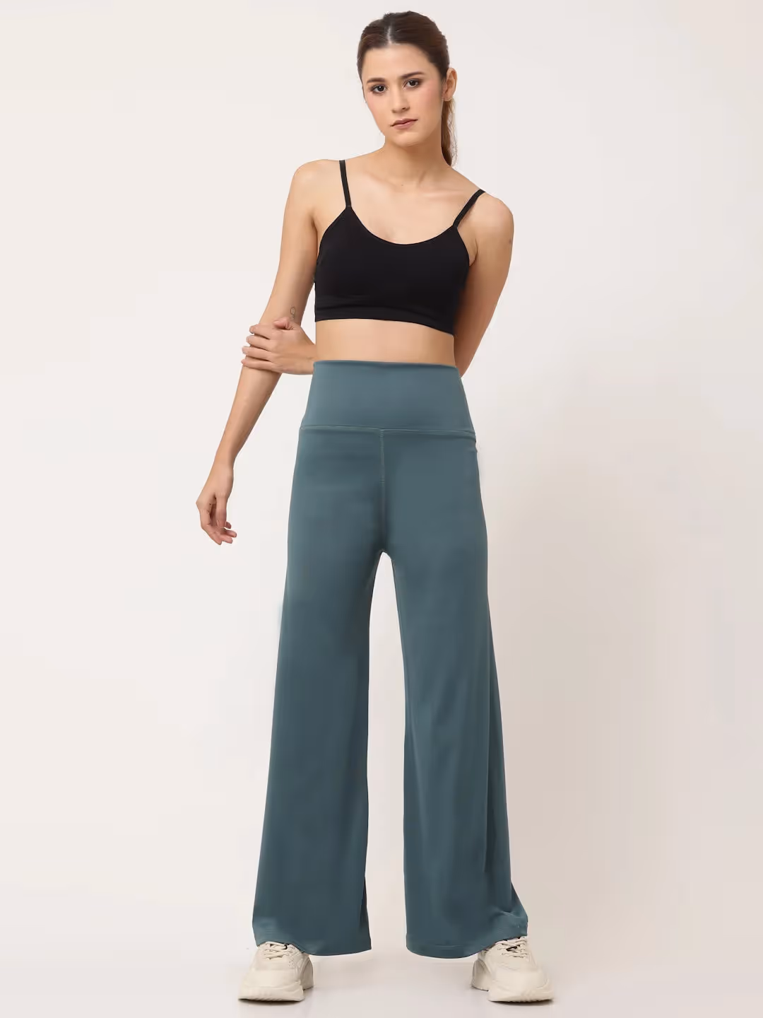 Teal Flared High Rise Full Length Yoga Pants image 1
