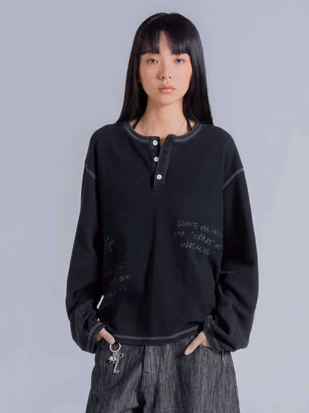 Unrealistic Button Waffle Long Sleeve Tee image 1