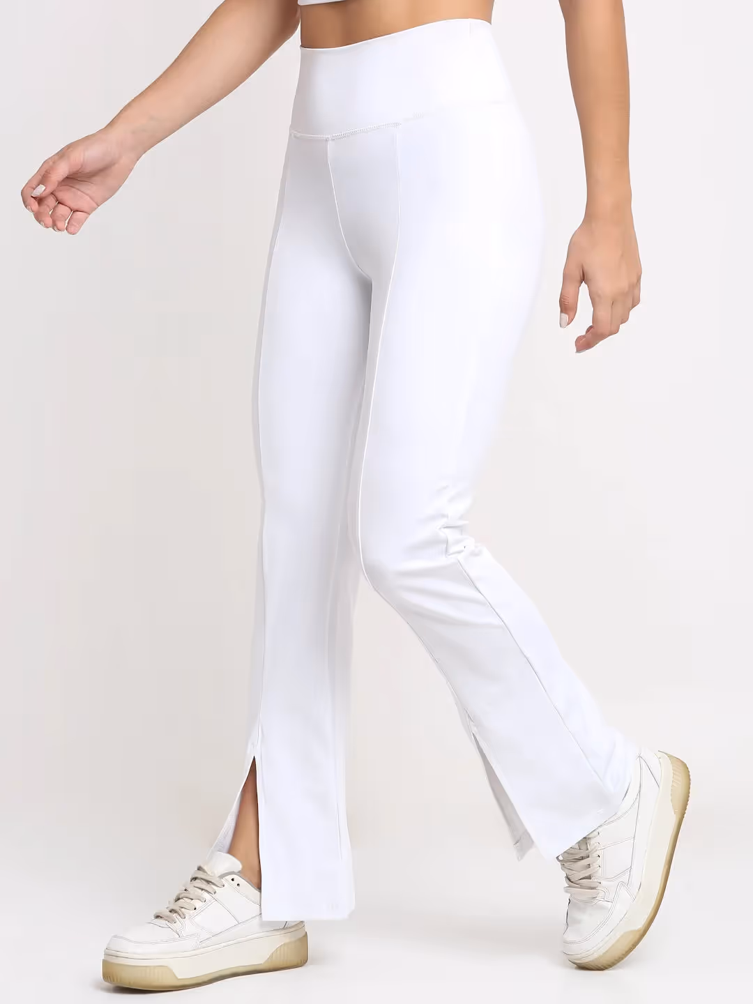 White High Waist Front Slit Yoga Pants  image 3