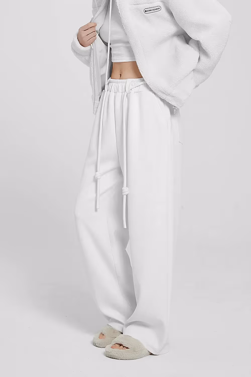 White High Waist Knitted Pants image 3