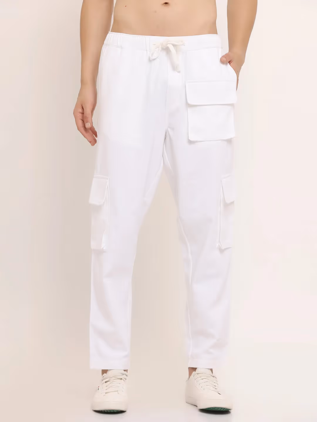 White Multi-Pocket Cargo Pants image 1