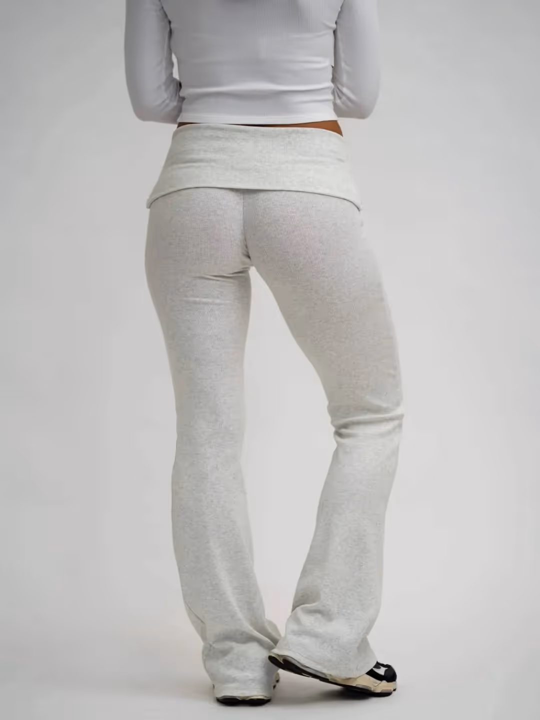 White Rib Top and Fold Over Pants image 5