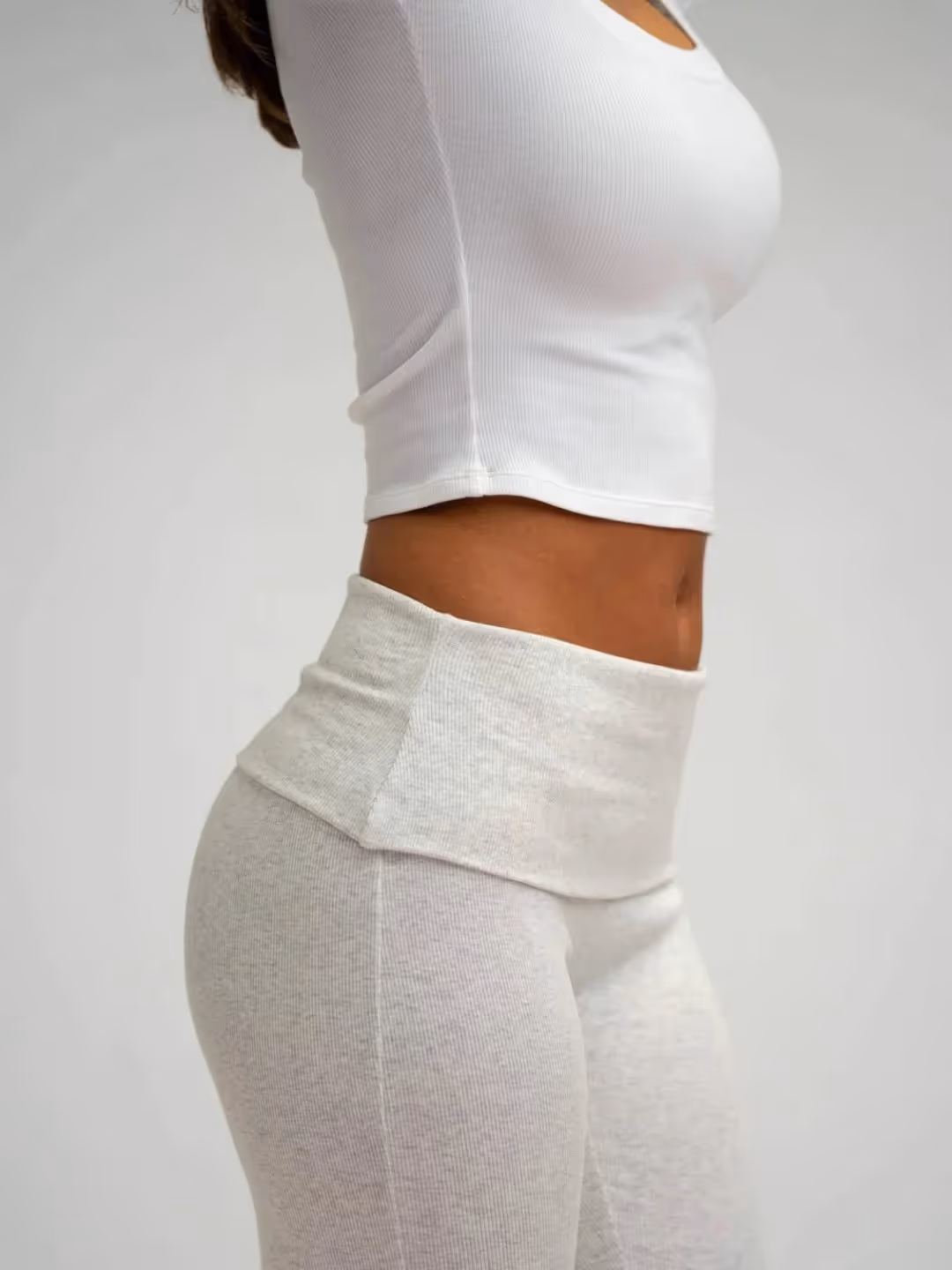 White Rib Top and Fold Over Pants image 6