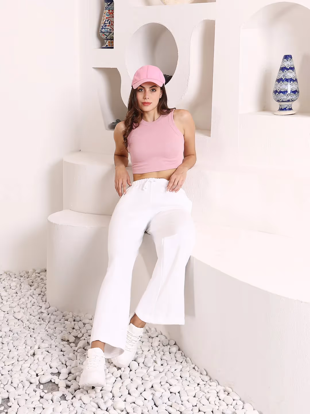 White Straight Fit Track Pants image 1