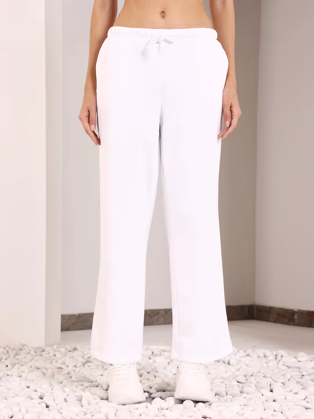 White Straight Fit Track Pants image 2