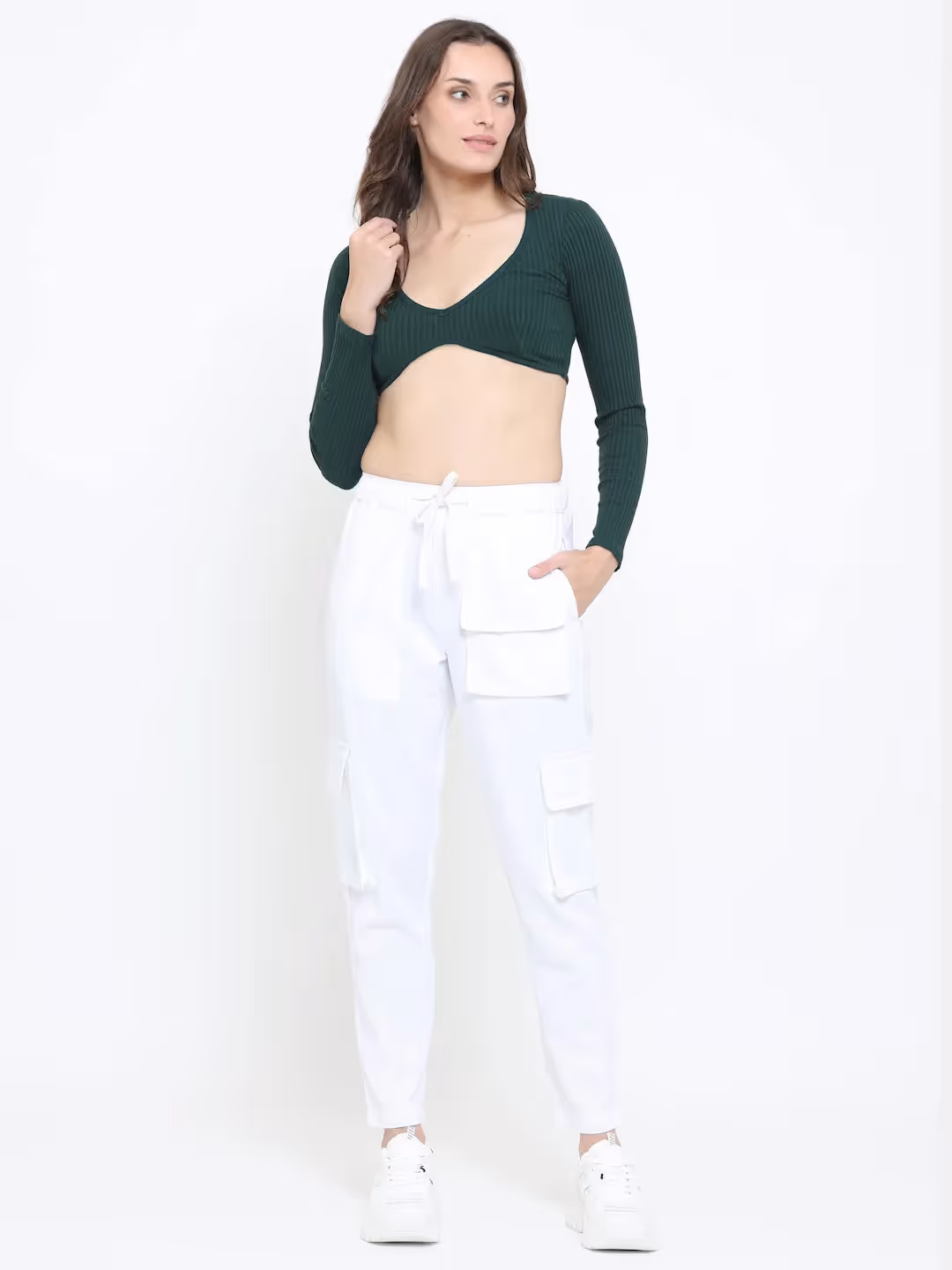 White Utility Cargo Pants image 1