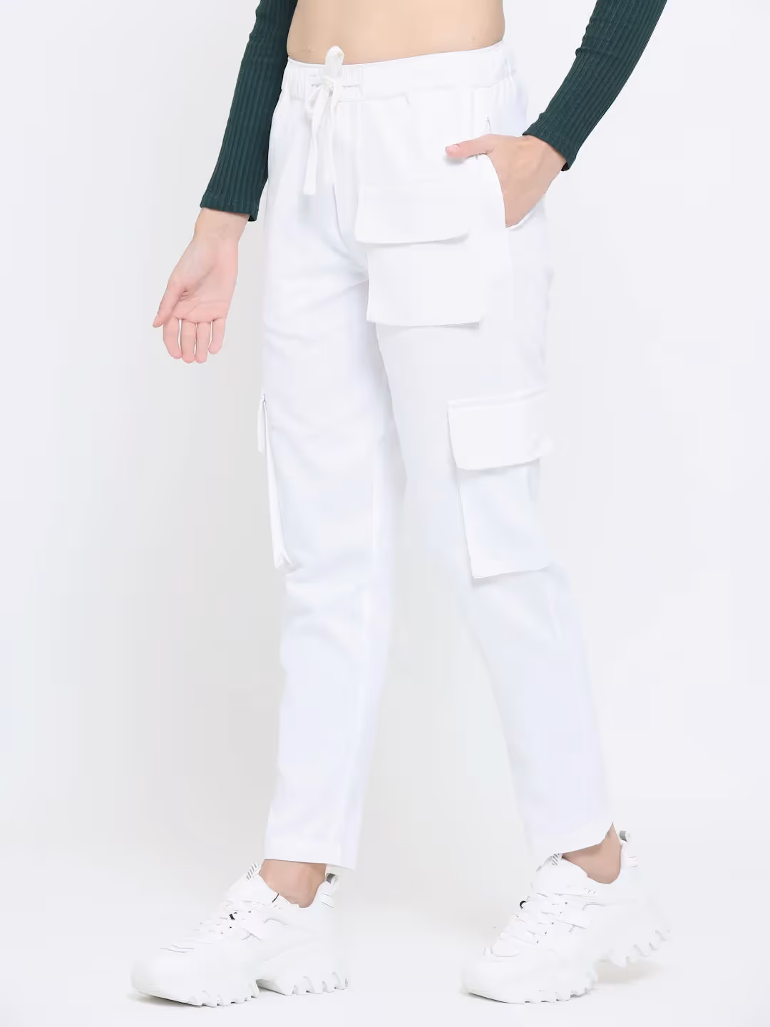 White Utility Cargo Pants image 2
