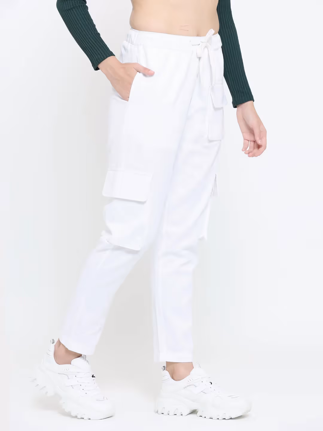 White Utility Cargo Pants image 3