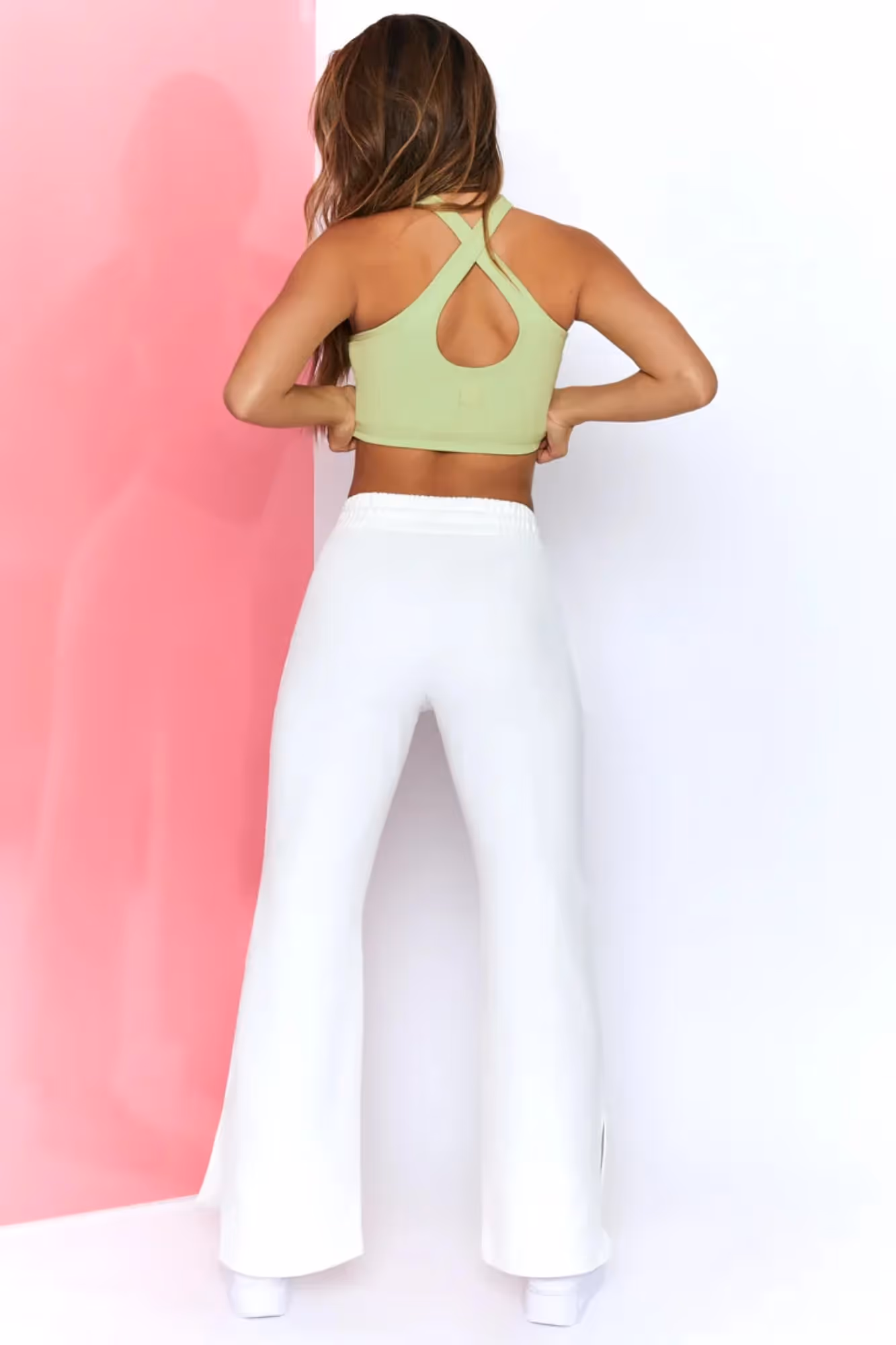White Wide Leg Slit Jogger  image 3