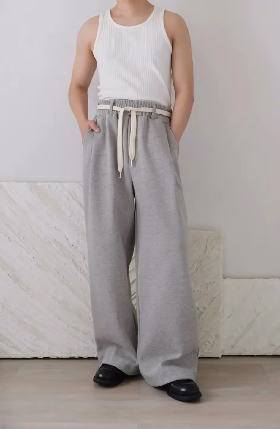 Wide Leg Pants With Cotton Belt image 1