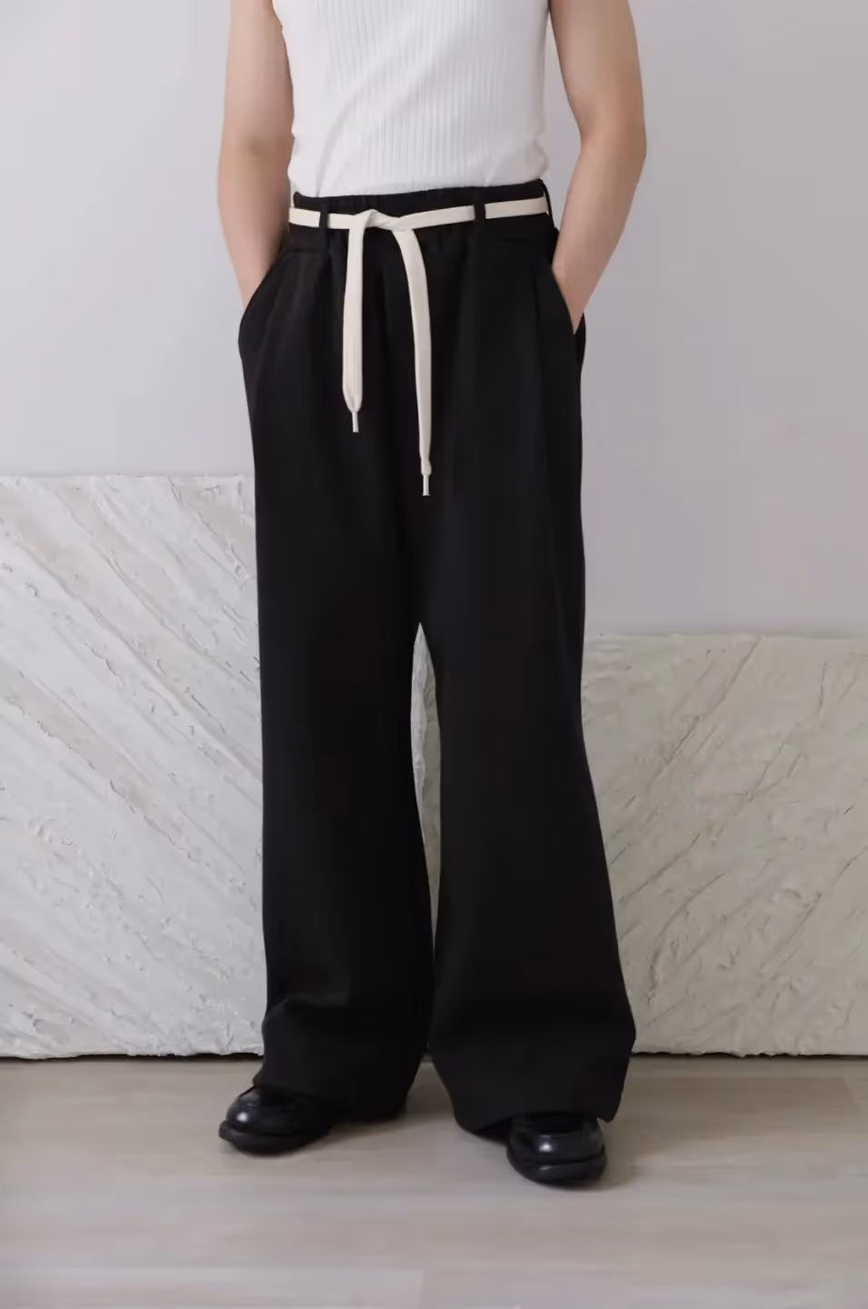 Wide Leg Pants With Cotton Belt image 2
