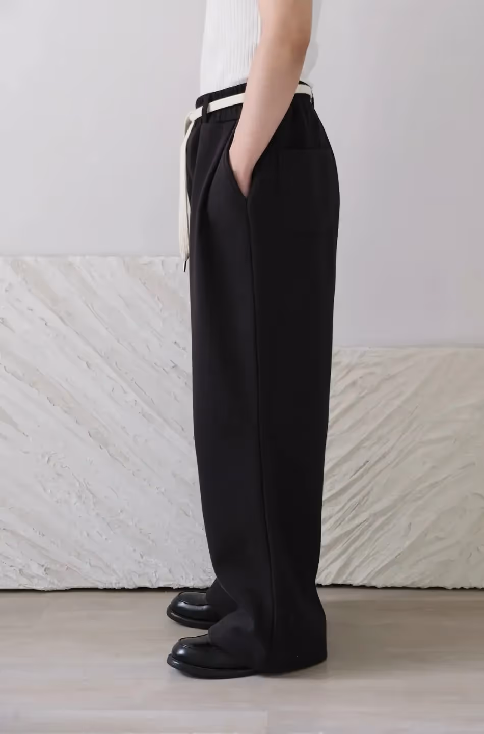 Wide Leg Pants With Cotton Belt image 3