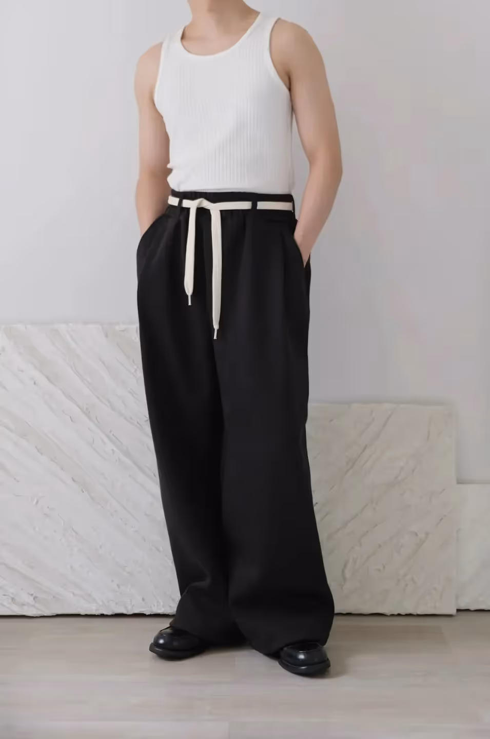 Wide Leg Pants With Cotton Belt image 7