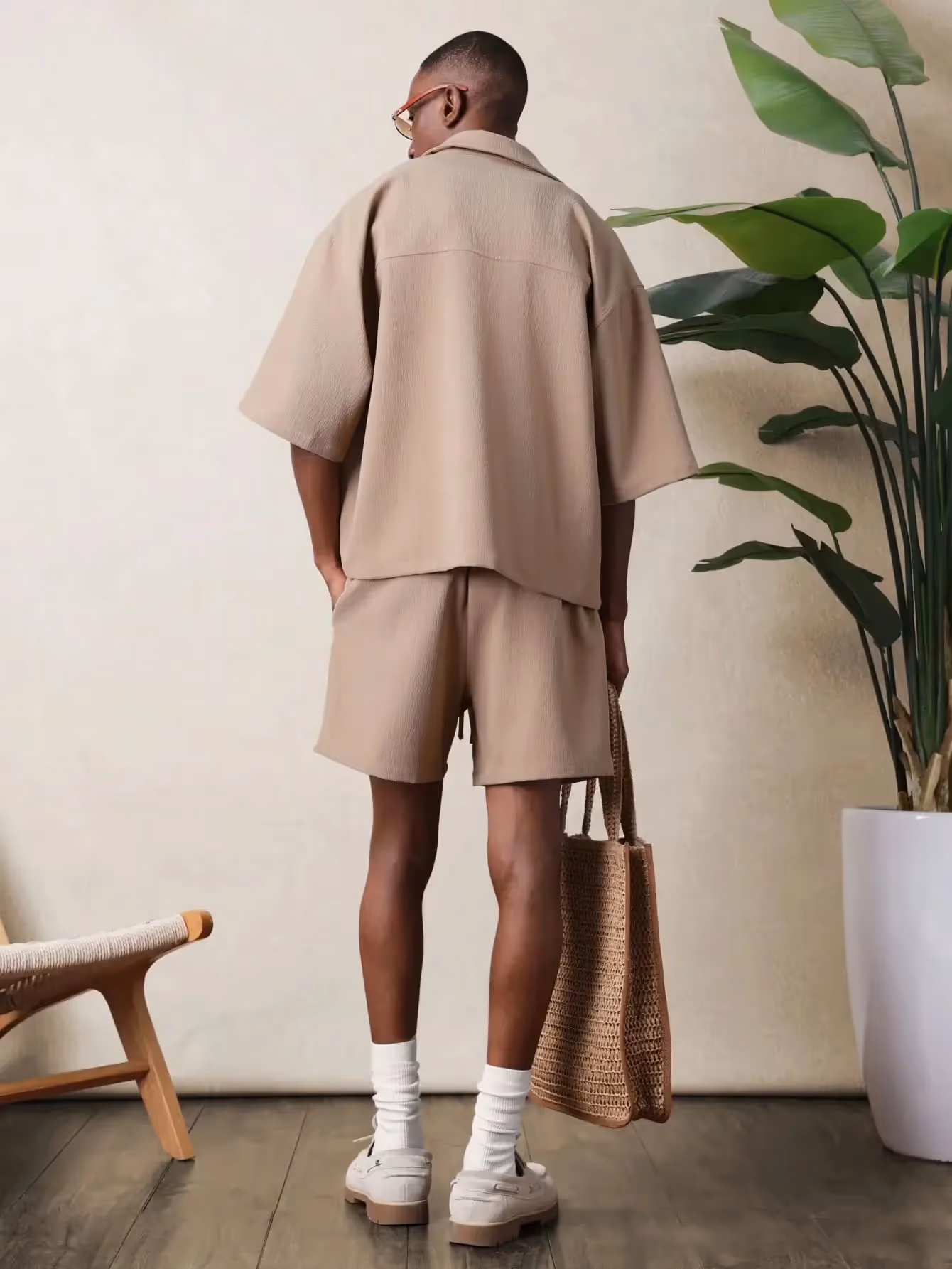 Yate Textured Button Down Shirt And Shorts Set image 2