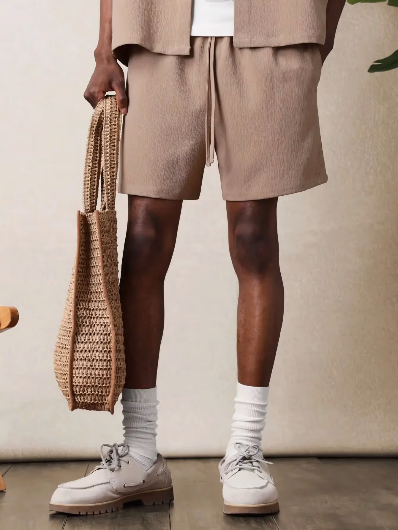 Yate Textured Button Down Shirt And Shorts Set image 5