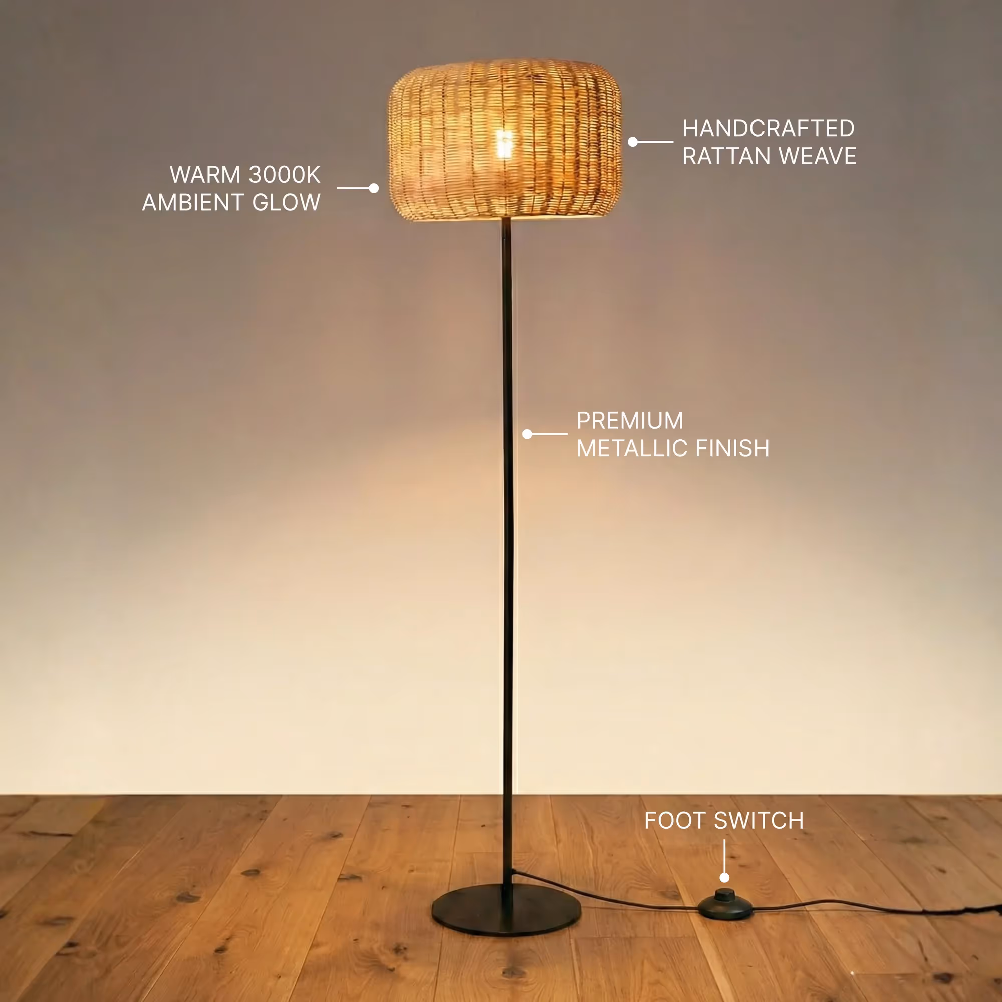 Bird's Nest Rattan Floor Lamp  image 11