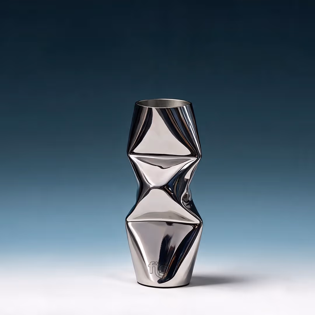 Chrome Dented Vase - Small image 1