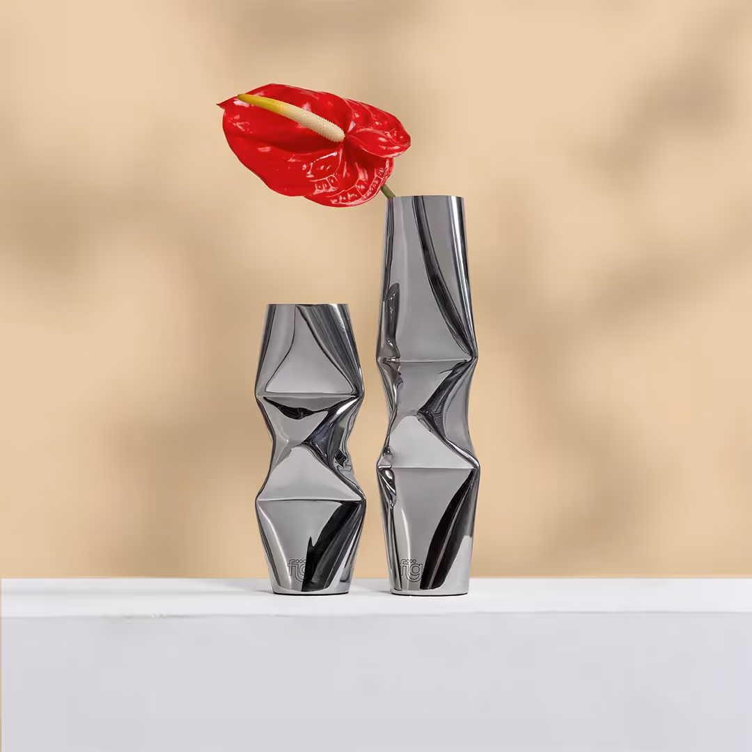Chrome Dented Vases (Set of 2) — image 1