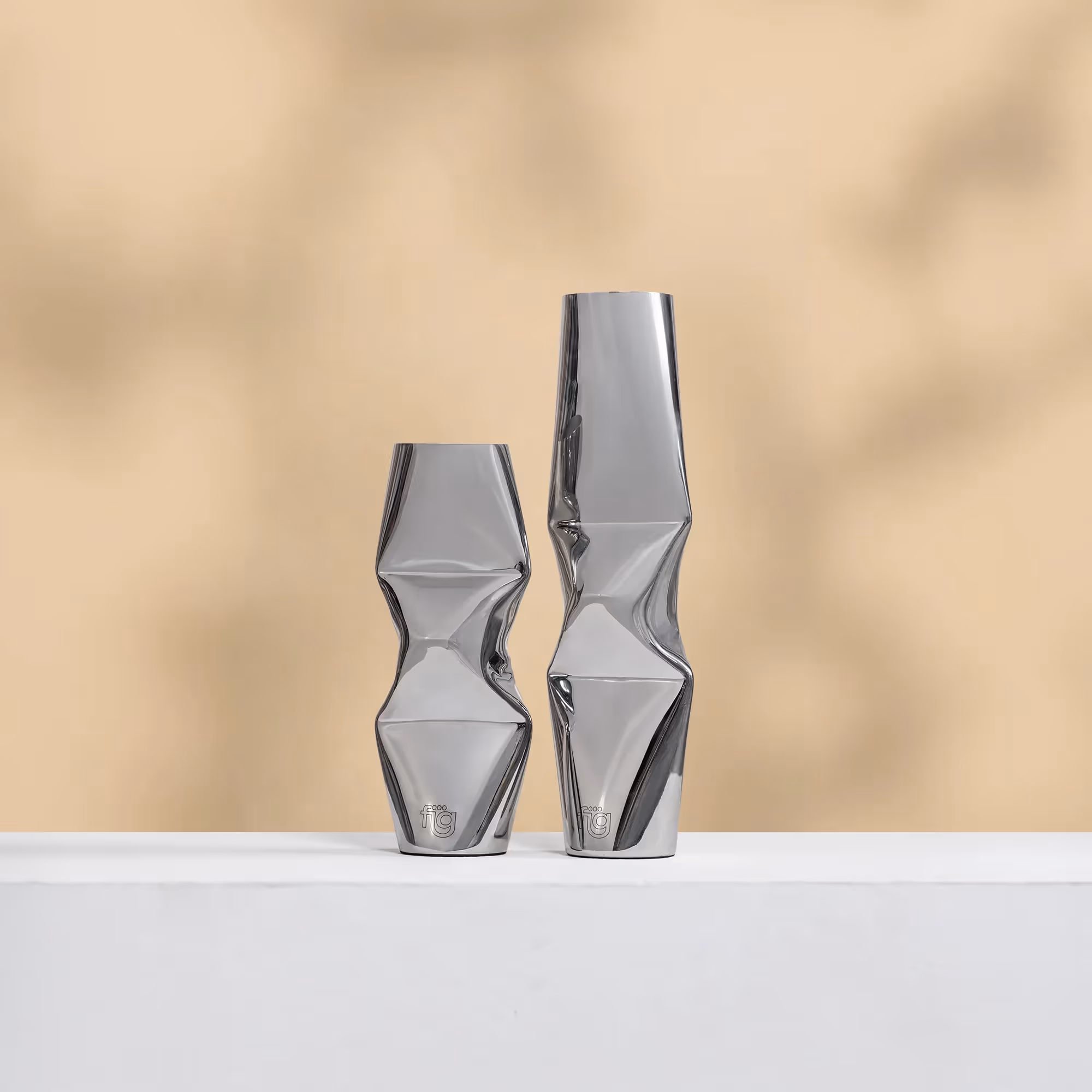 Chrome Dented Vases (Set of 2) — image 2