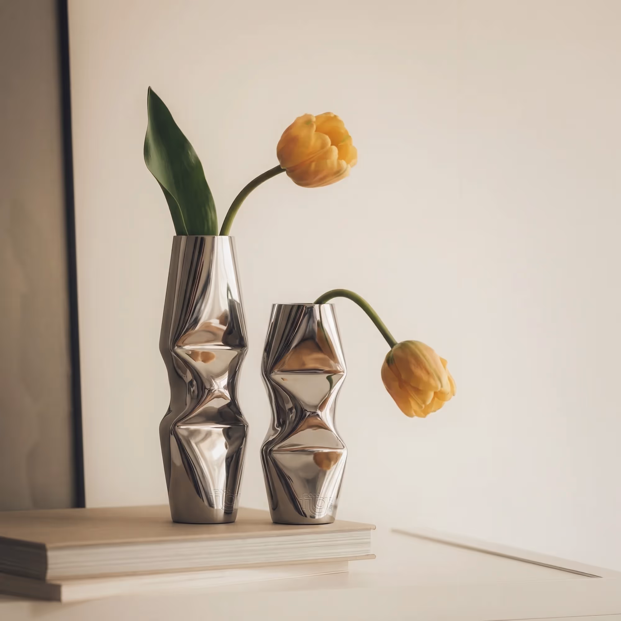 Chrome Dented Vases (Set of 2) — image 4