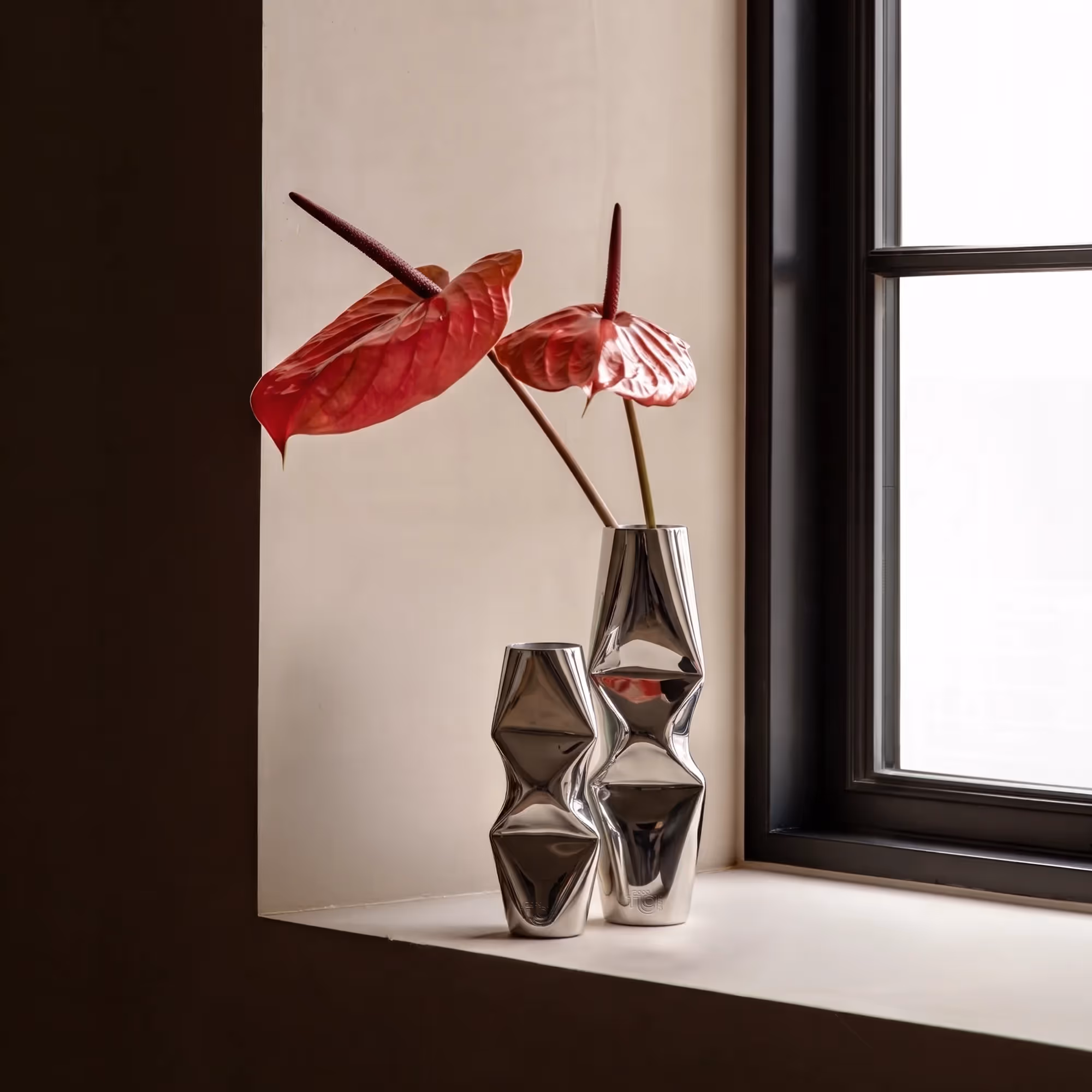 Chrome Dented Vases (Set of 2) — image 6