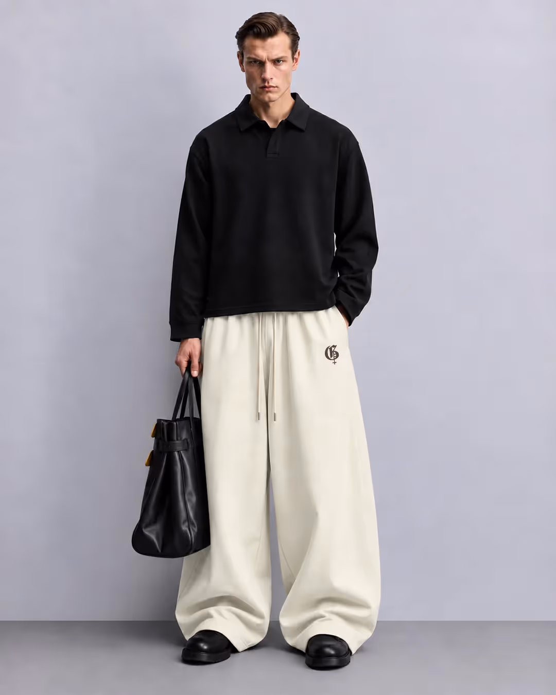 Basic Beige Baggy Pants image 3