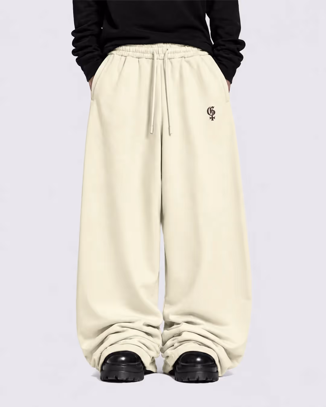 Basic Beige Baggy Pants image 4