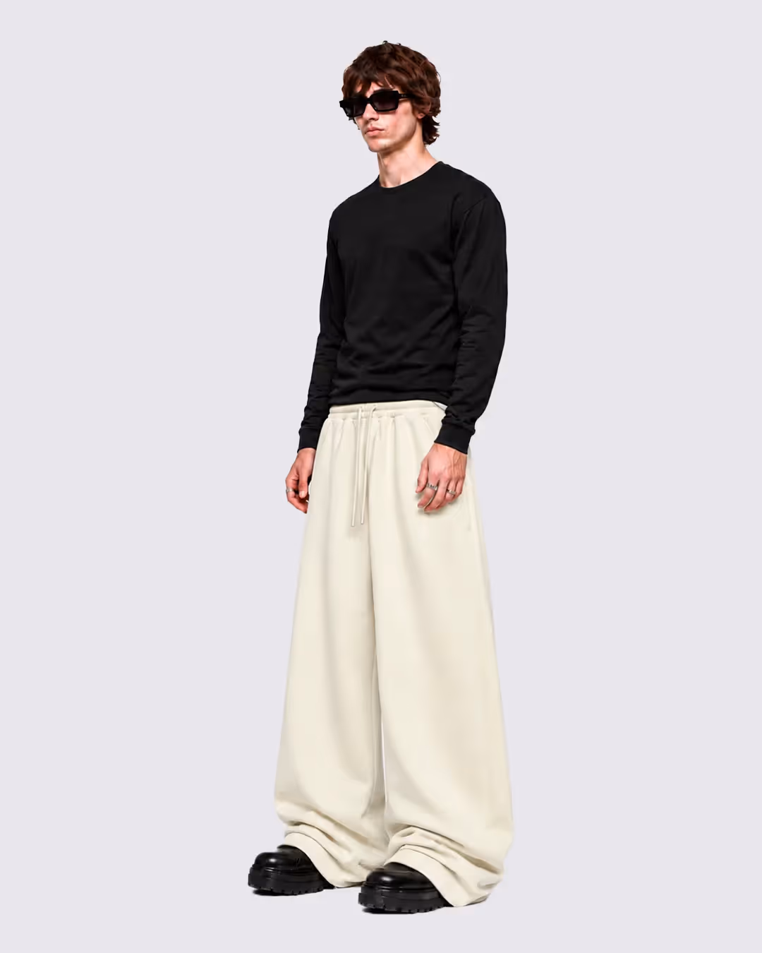 Basic Beige Baggy Pants image 8