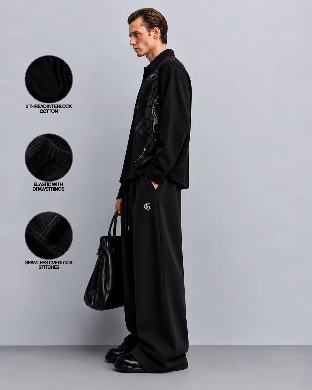 Basic Black Baggy Pants image 5