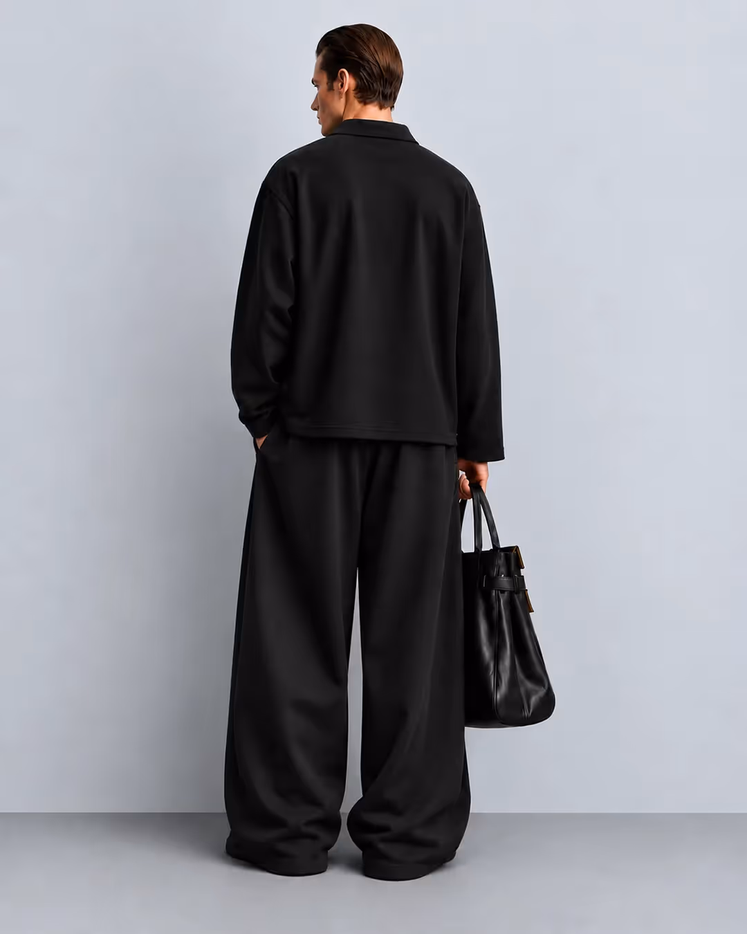 Basic Black Baggy Pants image 6