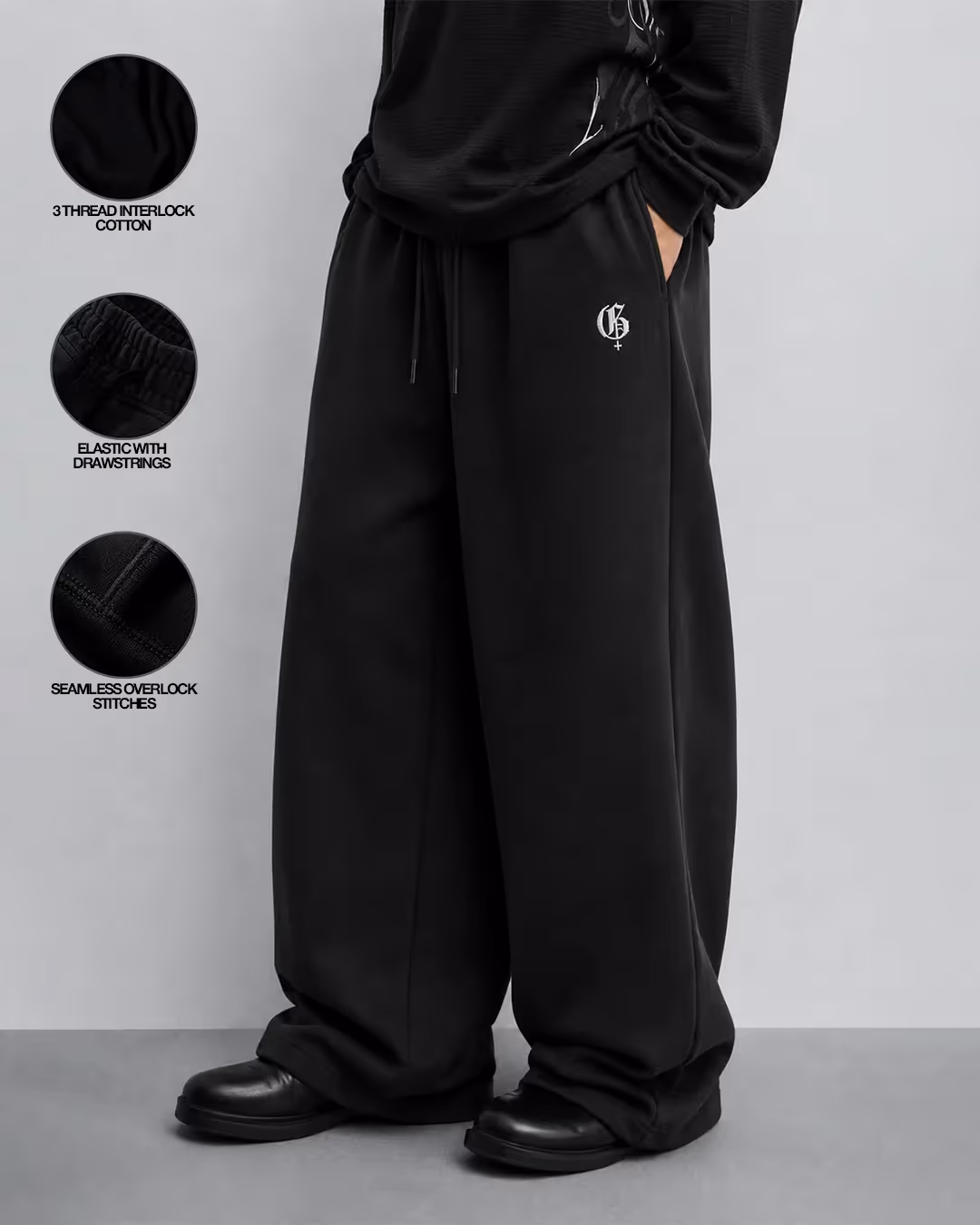 Basic Black Baggy Pants image 8