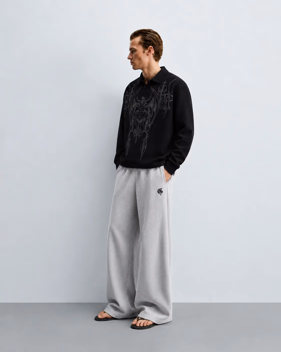 Basic Grey Baggy Pants image 12