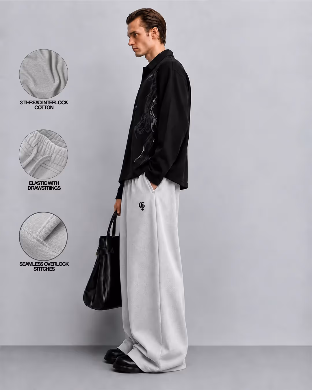 Basic Grey Baggy Pants image 4