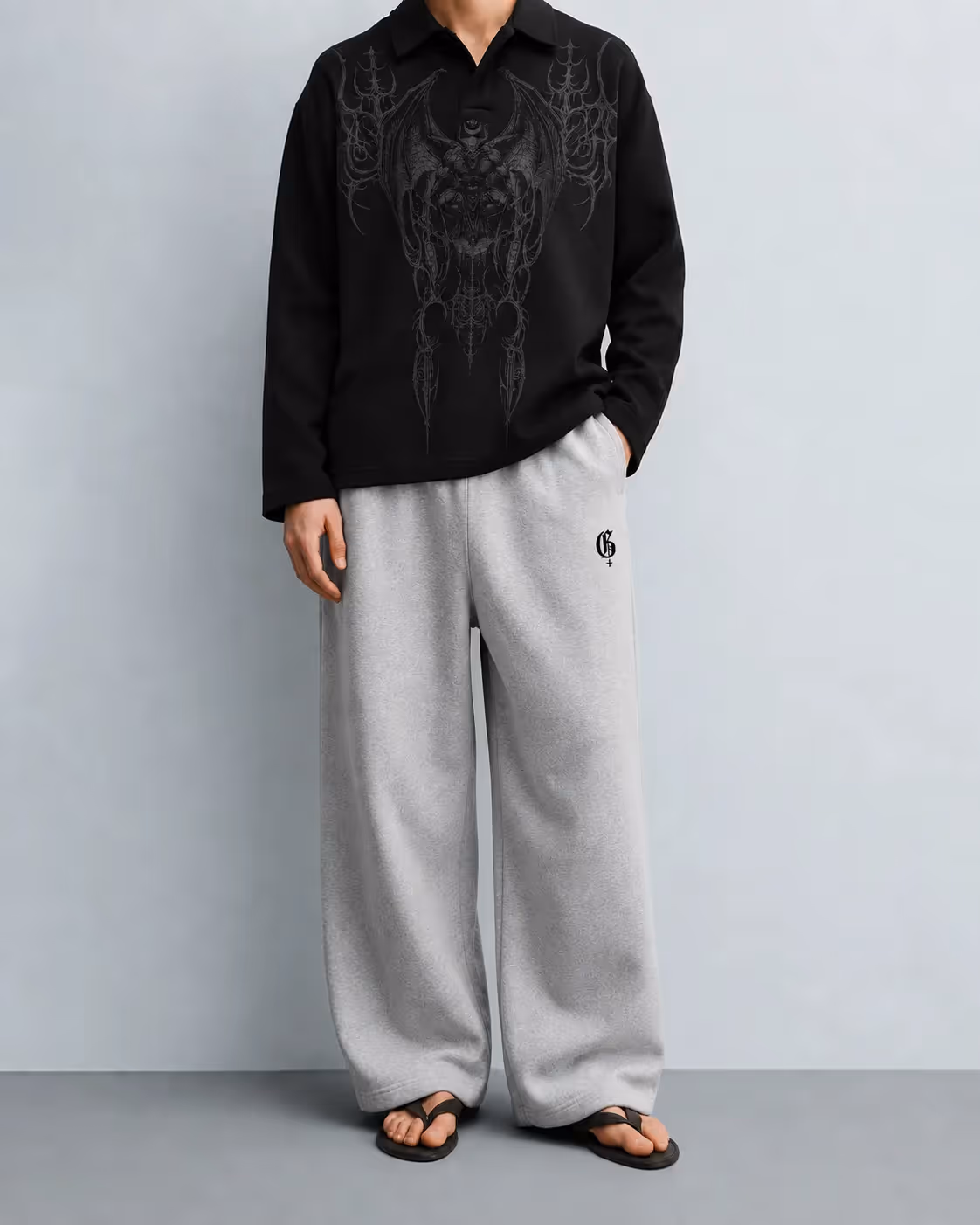 Basic Grey Baggy Pants image 5