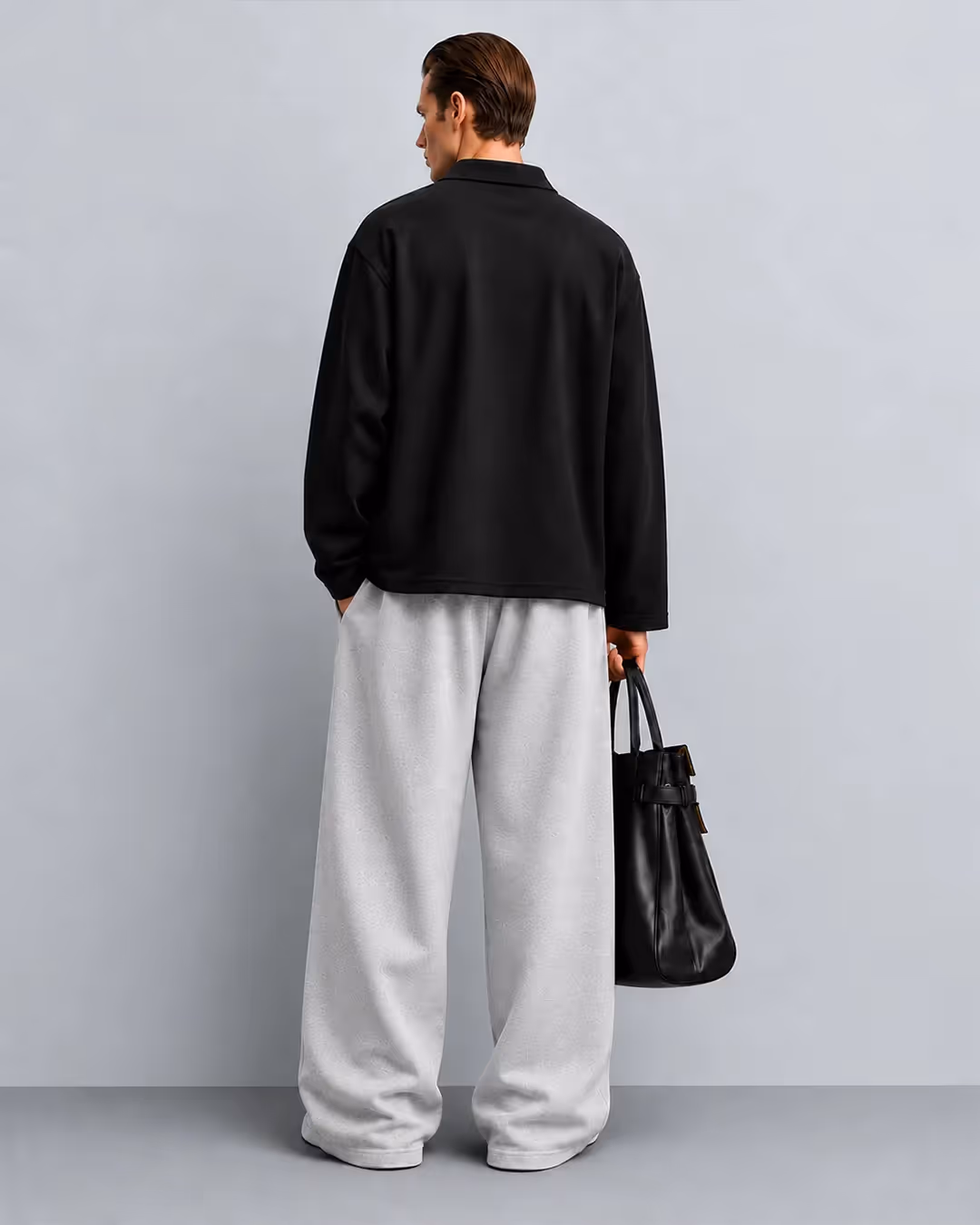 Basic Grey Baggy Pants image 6