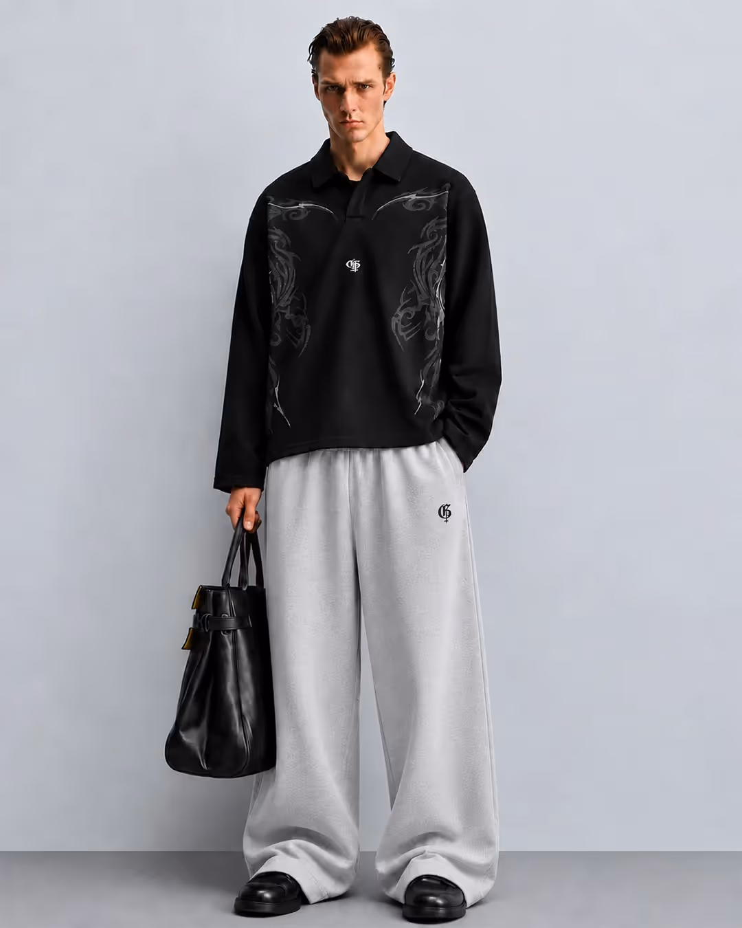 Basic Grey Baggy Pants image 8