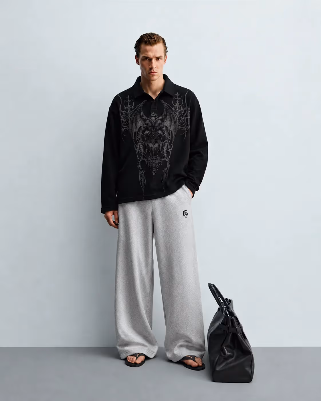 Basic Grey Baggy Pants image 9