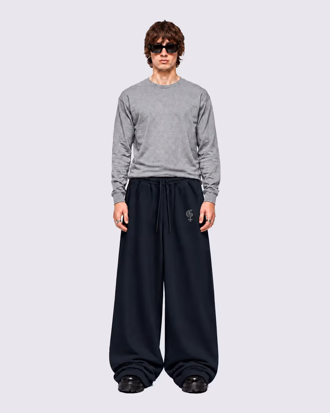 Basic Navy Baggy Pants image 4