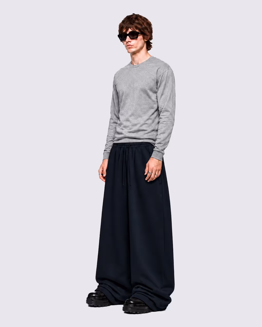 Basic Navy Baggy Pants image 5