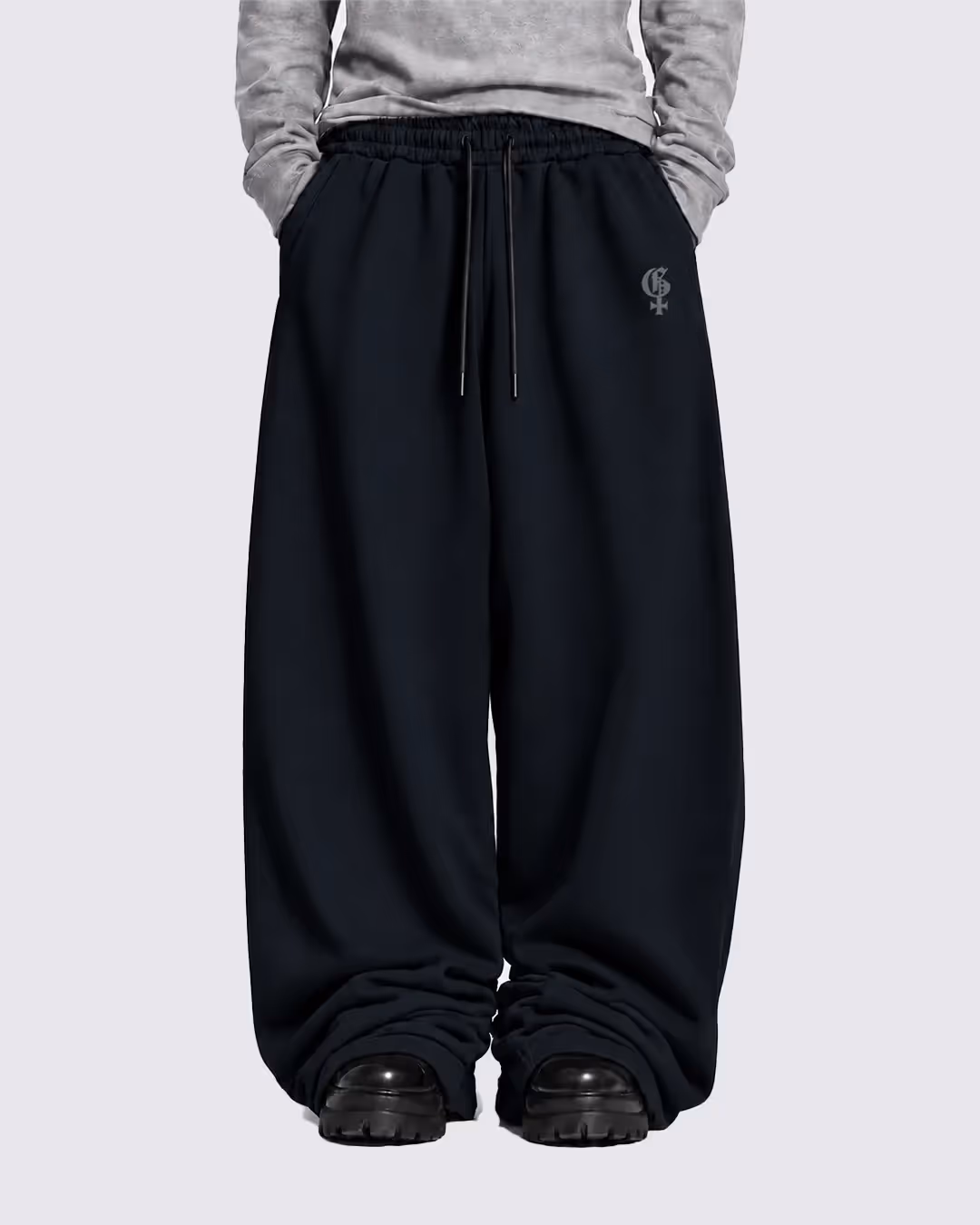 Basic Navy Baggy Pants image 7