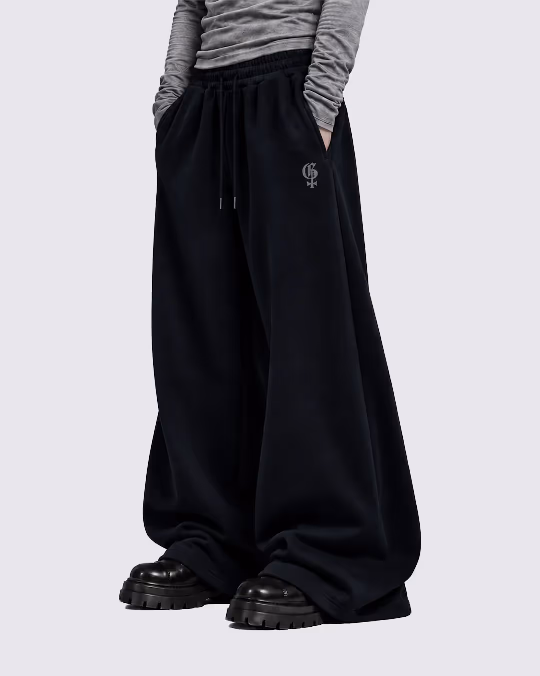 Basic Navy Baggy Pants image 8