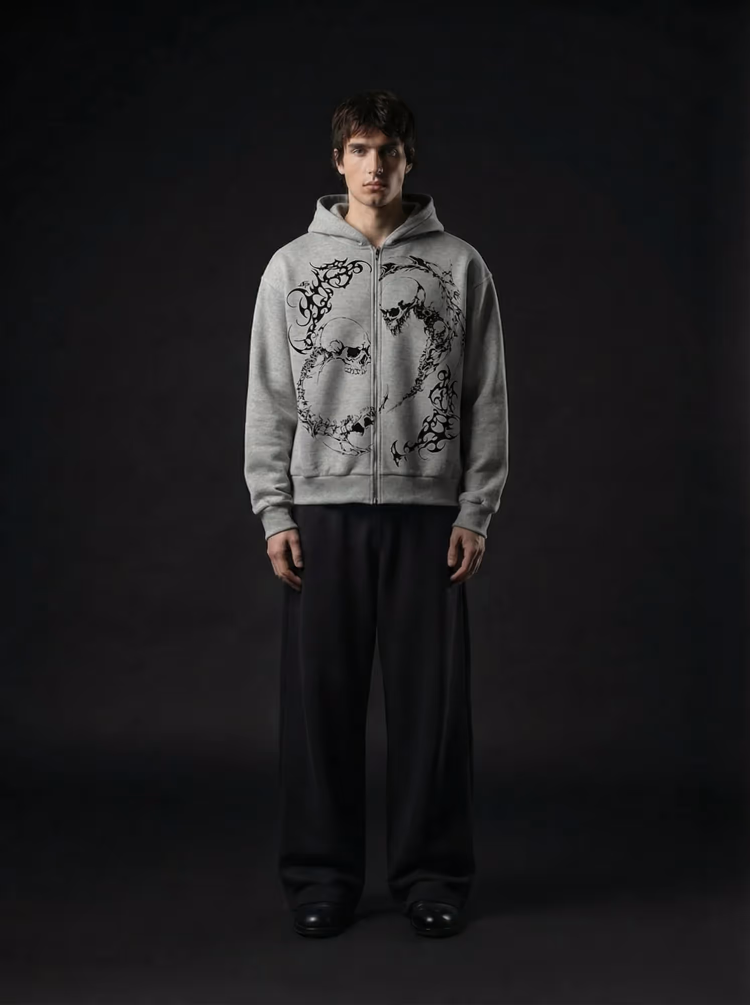 Biface Melange Unisex Zipper Hoodie image 2