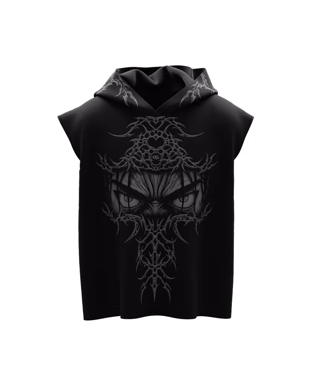 Gaze Black Boxy Sleeveless Hoodie  image 1