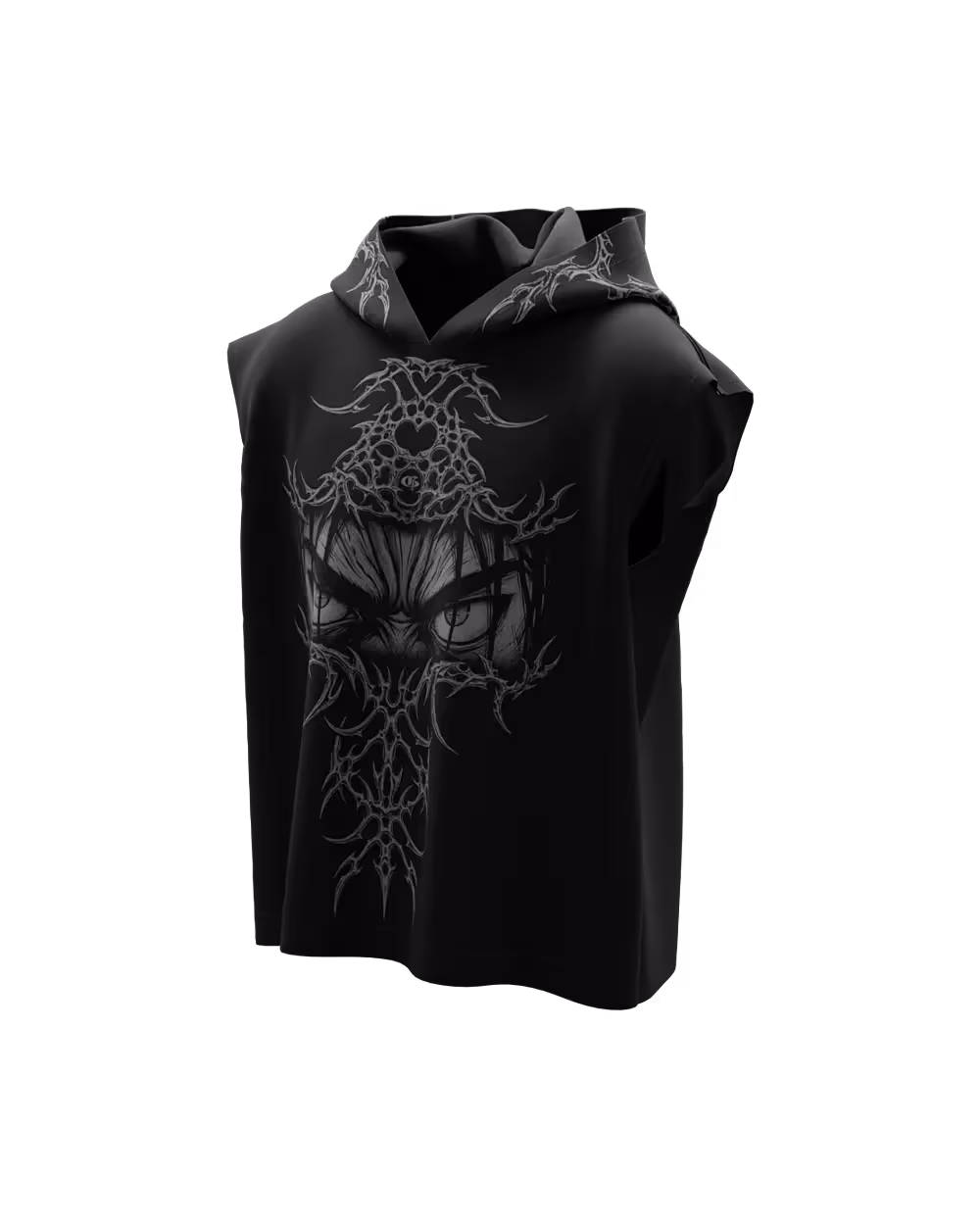 Gaze Black Boxy Sleeveless Hoodie  image 6