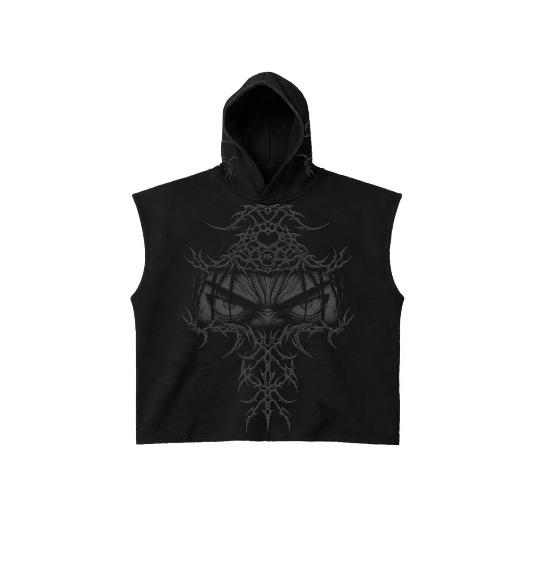 Gaze Black Boxy Sleeveless Hoodie  image 8
