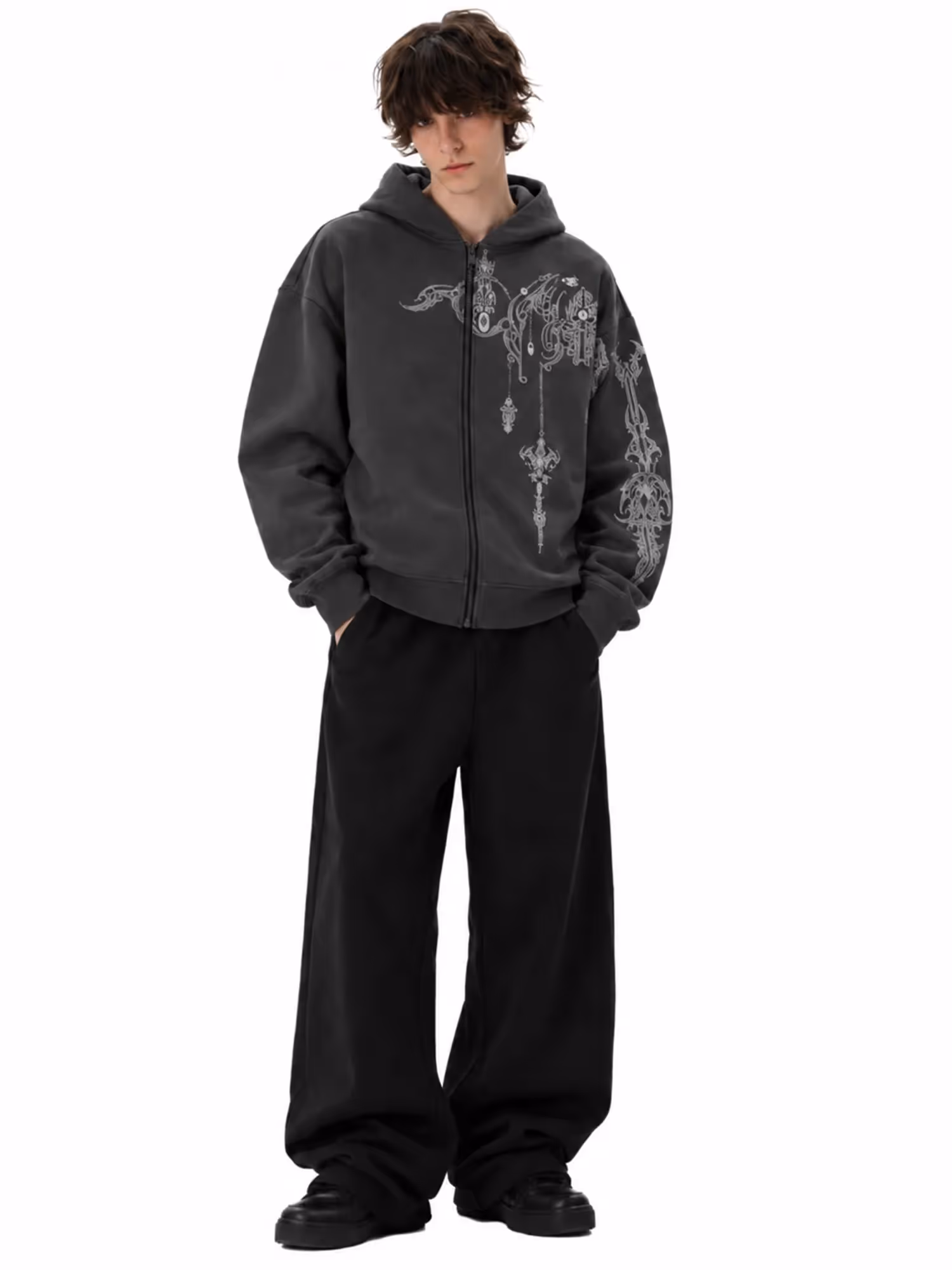Heresy Dark Grey Zipper Hoodie image 3