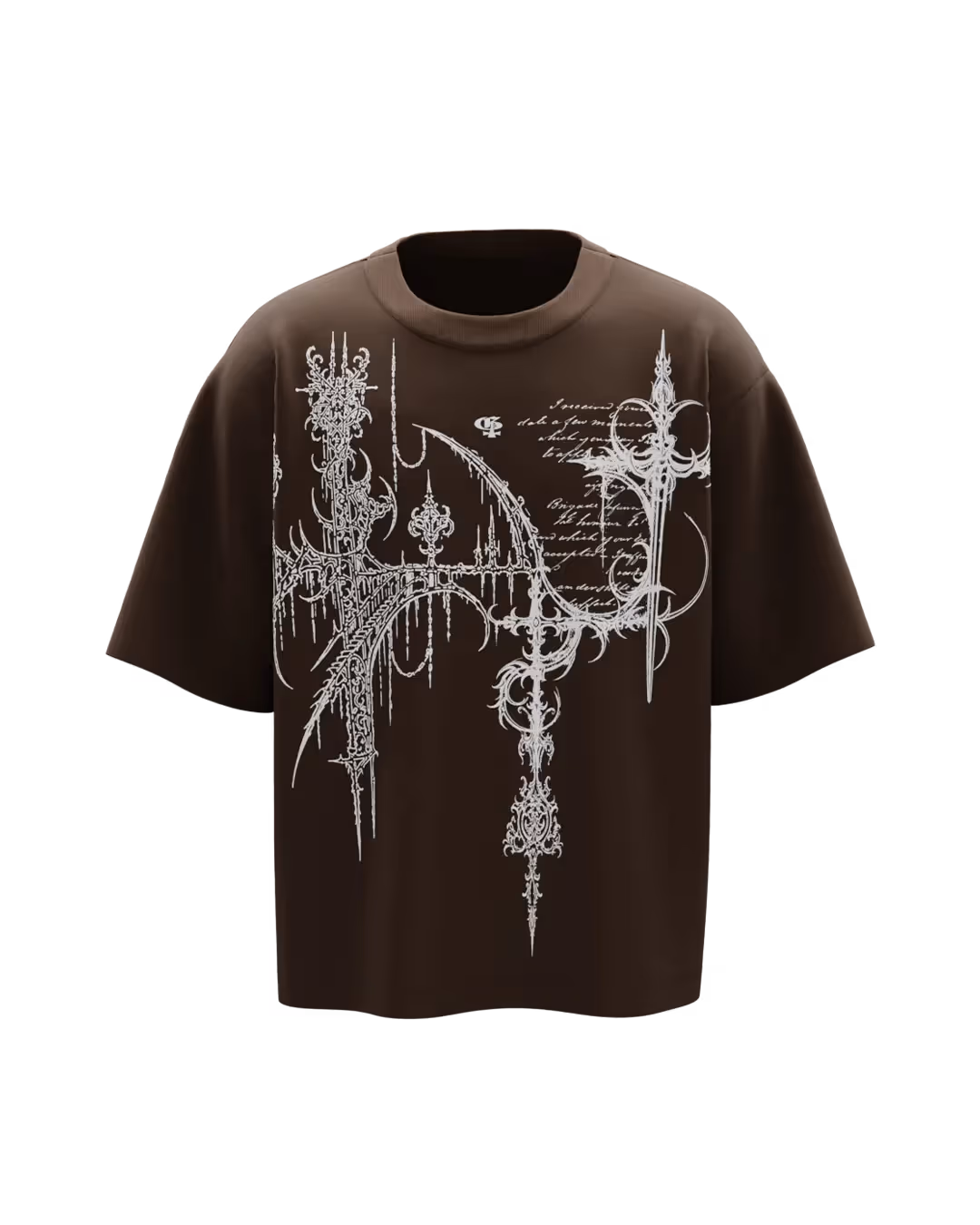 Ivory Dark Brown Boxy Oversized T-Shirt image 1